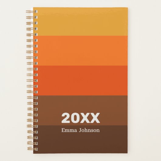 Retro Orange Pumpkin Brown Stripe 2026 Name Planner (Voorkant)