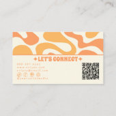 Retro Orange QR Code 70s Boho Groovy Funky Trendy Visitekaartje (Achterkant)