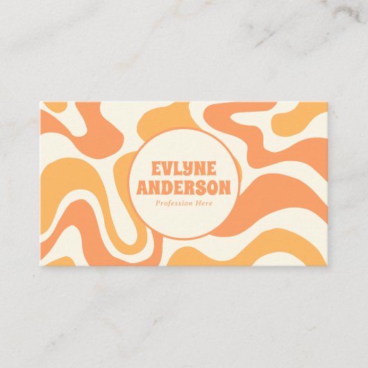 Retro Orange QR Code 70s Boho Groovy Funky Trendy Visitekaartje (Voorkant)