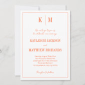 Retro Orange Red Monogram Elegant Wedding  Kaart (Voorkant)
