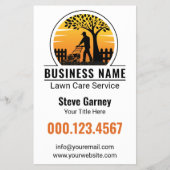 Retro Orange Sunset Gardener Lawn Care Service Flyer (Voorkant)