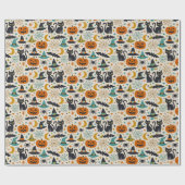 Retro Orange Teal Mid-Century Halloween  Cadeaupapier (Vlak)