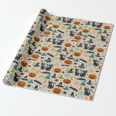 Retro Orange Teal Mid-Century Halloween  Cadeaupapier (Uitgerold)