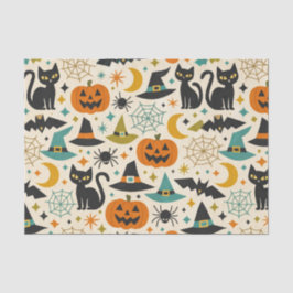 Retro Orange Teal Mid-Century Halloween  Tissuepapier