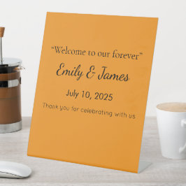 Retro Orange Texture – Summer Vibes Art Reclamebord Met Voetstuk