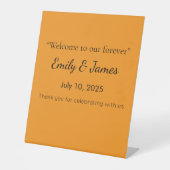 Retro Orange Texture – Summer Vibes Art Reclamebord Met Voetstuk (Voorkant)