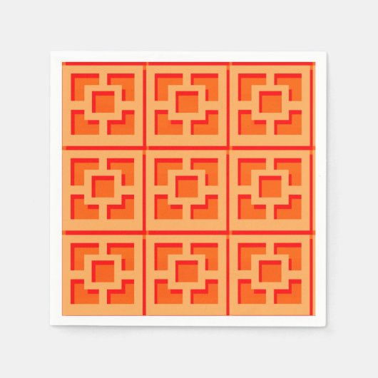 Retro Orange Trellis Paper Napkin Servet (Voorkant)