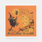 Retro Orange Witch Halloween Servet (Voorkant)