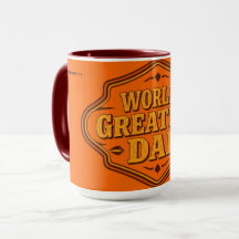 Retro Orange World's Greatest Dad Mok | Aanpasbaar