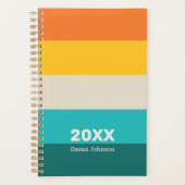 Retro Orange Yellow Teal Stripe 2026 Name Planner (Voorkant)