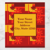 Retro oranje 1970's, personaliseren wijn etiket (Enkel label)