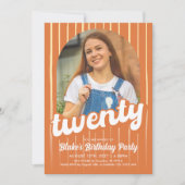 Retro Oranje 20e verjaardag Kaart (Voorkant)