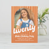 Retro Oranje 20e verjaardag Kaart (Staand voorkant)