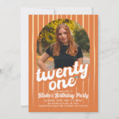 Retro Oranje 21e verjaardag Kaart (Voorkant)