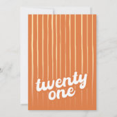 Retro Oranje 21e verjaardag Kaart (Achterkant)