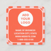 Retro Oranje aangepaste Logo en QR-code Vierkante Visitekaartje (Voorkant)