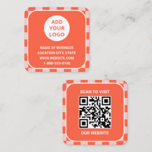 Retro Oranje aangepaste Logo en QR-code Vierkante Visitekaartje