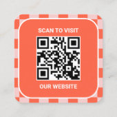 Retro Oranje aangepaste Logo en QR-code Vierkante Visitekaartje (Achterkant)