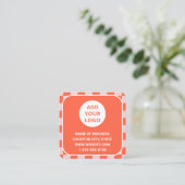 Retro Oranje aangepaste Logo en QR-code Vierkante Visitekaartje (Staand voorkant)