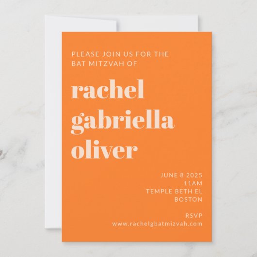 Retro Oranje Abstract Checkerboard Bat Mitzvah Kaart (Voorkant)