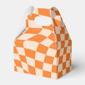 Retro Oranje Abstract Schaakbord Baby Shower Bedankdoosjes (Achterkant)