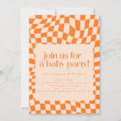 Retro Oranje Abstracte controlepatroon Baby Kaart (Voorkant)