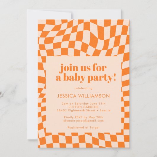 Retro Oranje Abstracte geometrische controleur Bab Kaart (Voorkant)