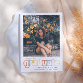 retro | Oranje Afstuderen foto aankondiging