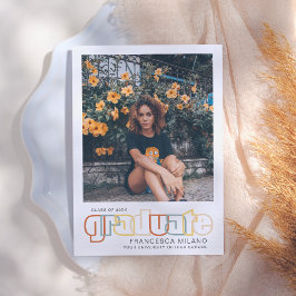 retro | Oranje Afstuderen foto aankondiging