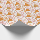 Retro oranje art deco ventilatorenpatroon cadeaupapier (Hoek)