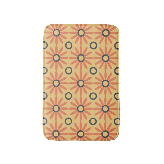Retro Oranje & Black Cute Abstract Floral Pattern Badmat (Voorkant Verticaal)