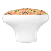 Retro Oranje & Black Cute Abstract Floral Pattern Keramische Knop (Zijkant)