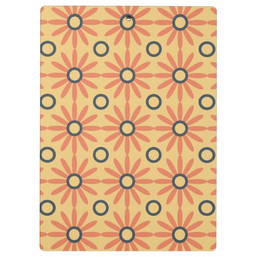 Retro Oranje & Black Cute Abstract Floral Pattern Klembord (Achterkant)
