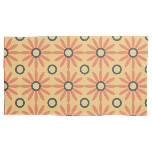 Retro Oranje & Black Cute Abstract Floral Pattern Kussensloop (Voorkant-Links)