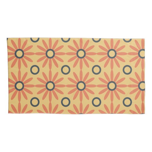 Retro Oranje & Black Cute Abstract Floral Pattern Kussensloop (Achterkant-Rechts)