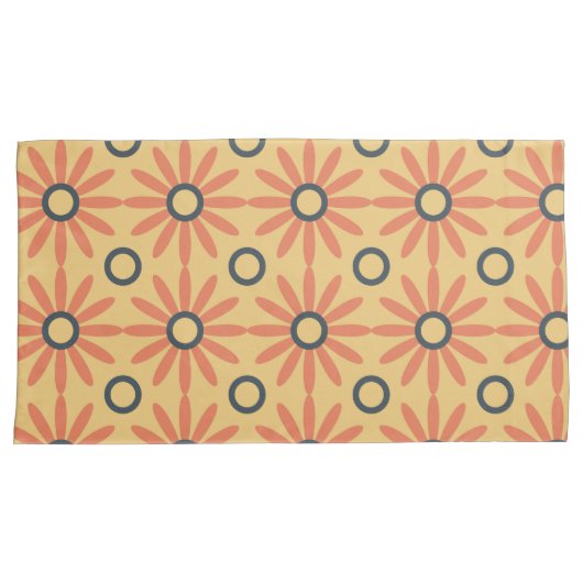 Retro Oranje & Black Cute Abstract Floral Pattern Kussensloop (Voorkant-Rechts)