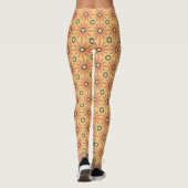 Retro Oranje & Black Cute Abstract Floral Pattern Leggings (Achterkant)