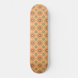 Retro Oranje & Black Cute Abstract Floral Pattern Persoonlijk Skateboard