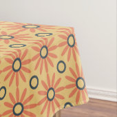 Retro Oranje & Black Cute Abstract Floral Pattern Tafelkleed (Voorbeeld)