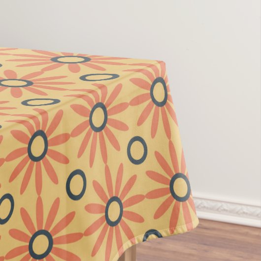 Retro Oranje & Black Cute Abstract Floral Pattern Tafelkleed (Voorbeeld)