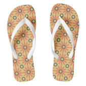 Retro Oranje & Black Cute Abstract Floral Pattern Teenslippers (Voetbed)