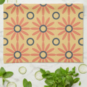 Retro Oranje & Black Cute Abstract Floral Pattern Theedoek (Gevouwen)