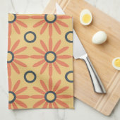 Retro Oranje & Black Cute Abstract Floral Pattern Theedoek (Quarter Fold)