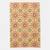Retro Oranje & Black Cute Abstract Floral Pattern Theedoek (Verticaal)