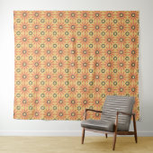 Retro Oranje & Black Cute Abstract Floral Pattern Wandkleed (In Situ (horizontaal))