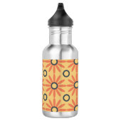Retro Oranje & Black Cute Abstract Floral Pattern Waterfles (Rechts)