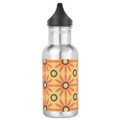 Retro Oranje & Black Cute Abstract Floral Pattern Waterfles (Links)