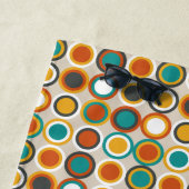 Retro Oranje Blauwgroen bruine cirkels patroon van Strandlaken (In situ)