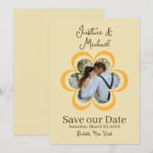 Retro Oranje Bloem Foto Huwelijk Opslag Bericht Kaart (Voorkant / Achterkant)