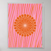 Retro Oranje Bloem Poster (Voorkant)
